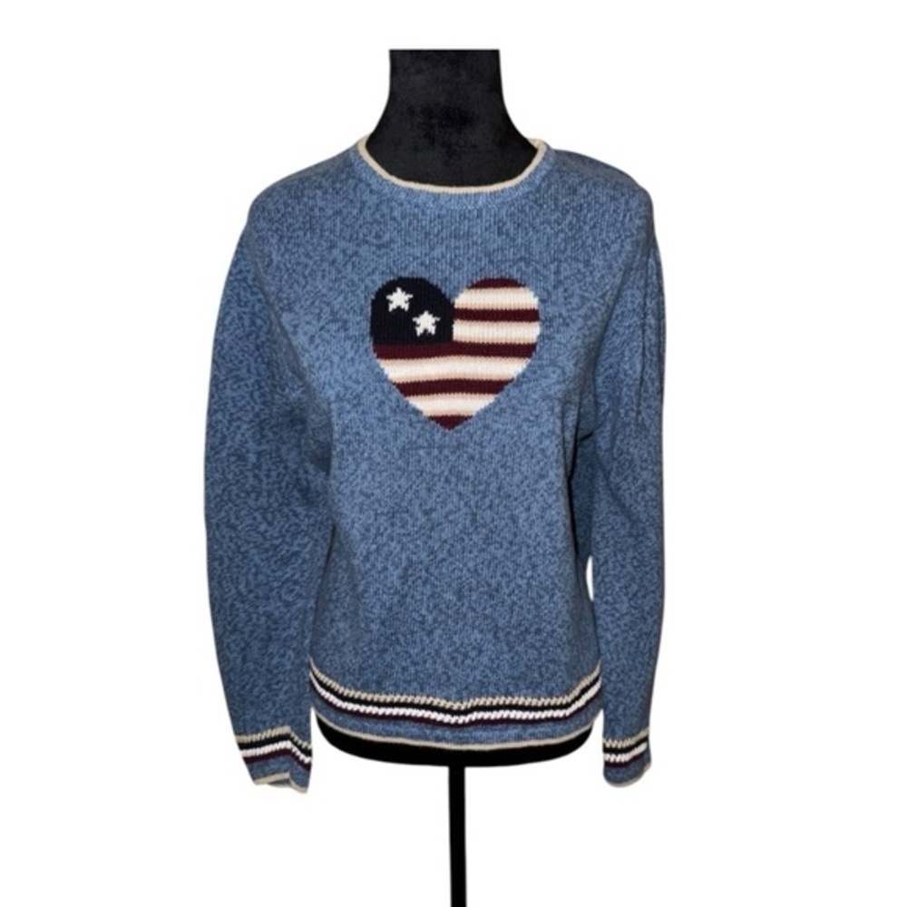 VTG  Christopher and Banks Americana Heart Flag Sweater knit sweater size Medium